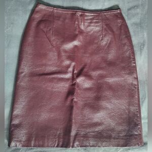 Sexy Burgundy Leather Skirt 4